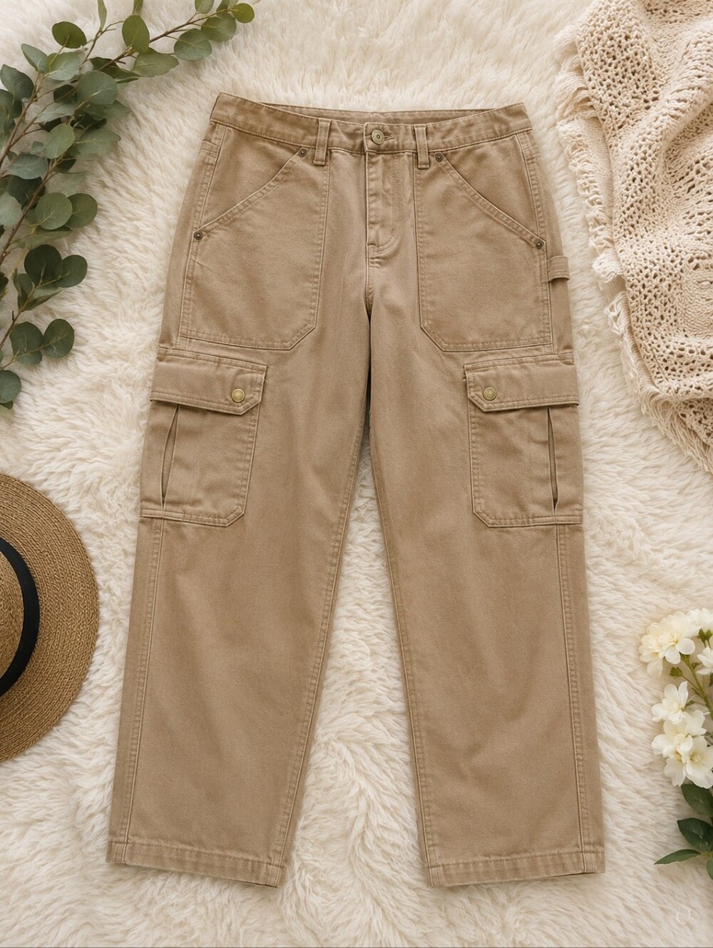 Duluth Trading Curvesetter Cargo Pants Women’s 2/29 Tan Utility Workwear